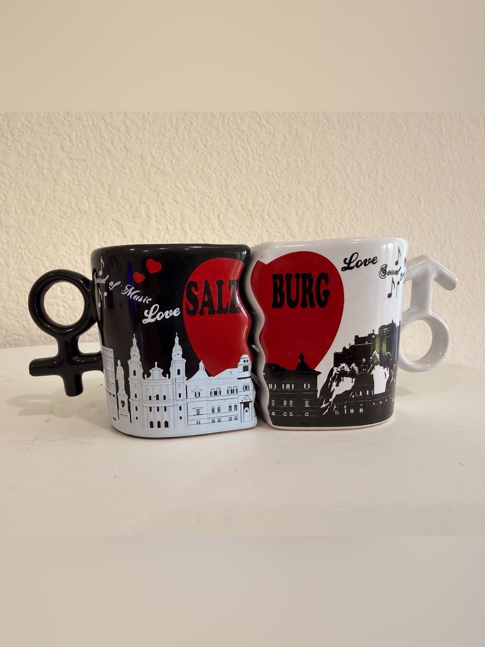 Love Interlocking Hearts Salzburg Ceramic Mug Set of 2